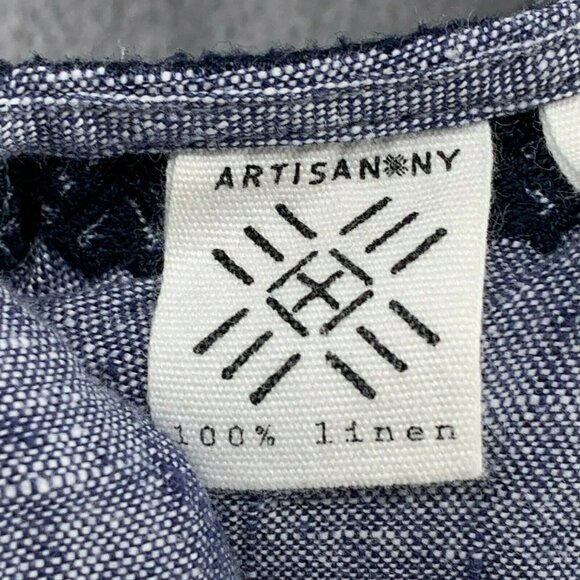 Artisan 100% Linen Embroidered Shift Dress Womens 4 Boho Hippie Beach Wedding - Picture 3 of 12